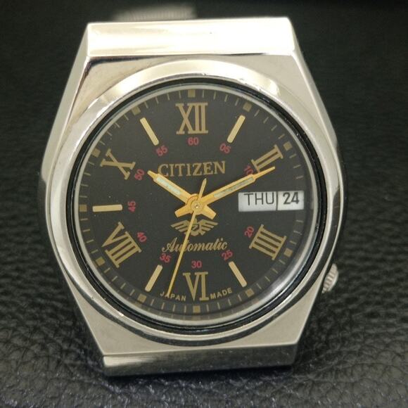 Vintage 1980 Citizen Automatic Mens Silver Watch W/daydate & Gold accents - Picture 4 of 10